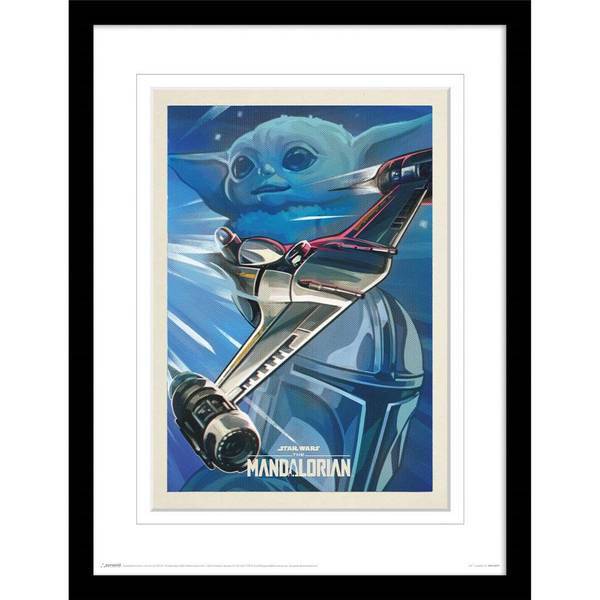 Star Wars Mandalorian Baby Yoda print framed, imported from the UK