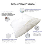 Protect-A-Bed cotton pillow protector 2 pack 75x50 cm (British brand)