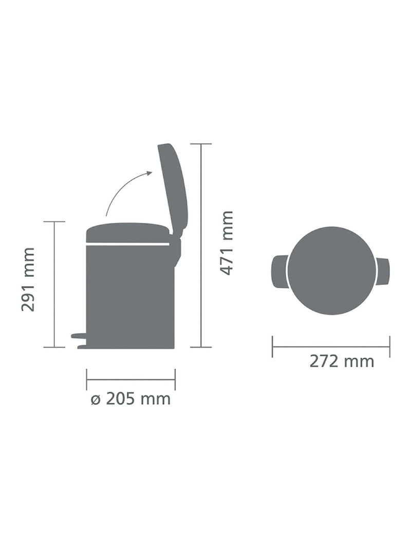Brabantia Platinum NewIcon Pedal Bin 5L - British product