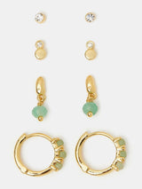 Next Accessorize 14ct Gold-Plated Aventurine Stone Stud & Hoop Earrings 4-Pack- Buy online at McGrocer