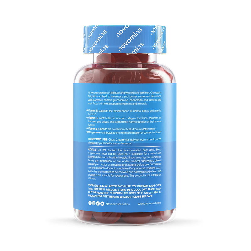 Novomins Joint Raspberry Flavoured Gummies 60 Gummies, imported from the UK