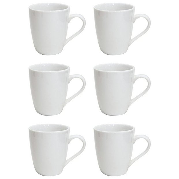 Argos white porcelain mugs set of 6 - British product