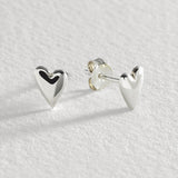Revere sterling silver elongated heart stud earrings, imported from the UK