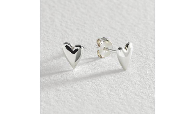 Revere sterling silver elongated heart stud earrings, imported from the UK