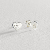 Revere sterling silver heart paw stud earrings, UK version