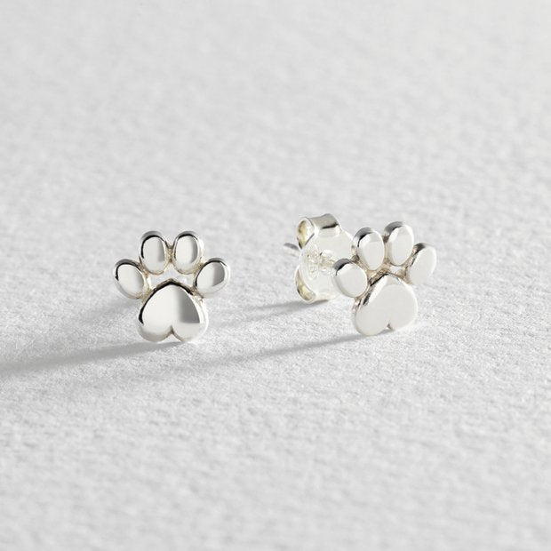Revere sterling silver paw stud earrings - British product