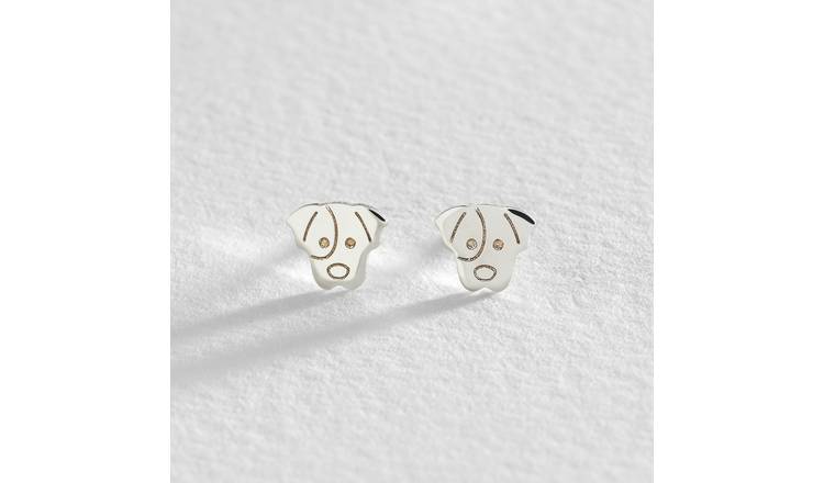 Revere dog-shaped stud earrings sterling silver, UK version
