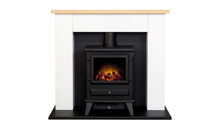Adam Chester electric fire suite white oak freestanding - British product