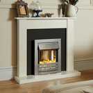 Adam Helios brushed steel electric inset fire 48.5cm x 15.6cm - British product
