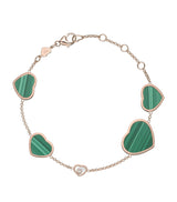 Harrods Chopard Happy Hearts Rose Gold Diamond and Malachite Bracelet- Buy online at McGrocer