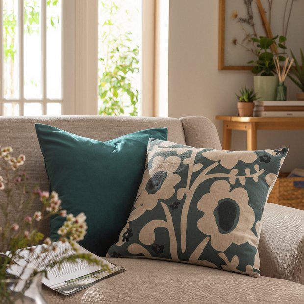Habitat floral cushion blue 43x43cm, imported from the UK