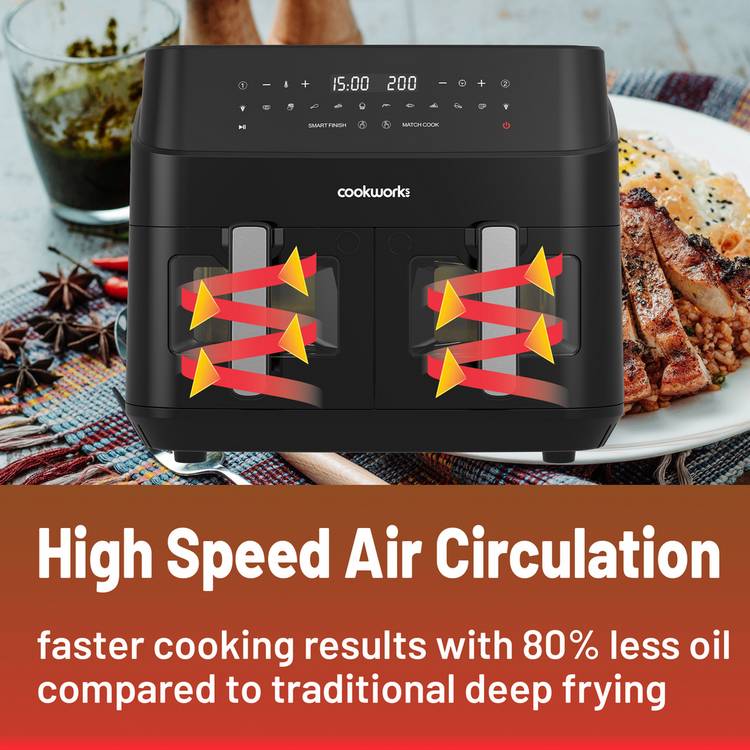 Cookworks dual basket air fryer 9L, UK version