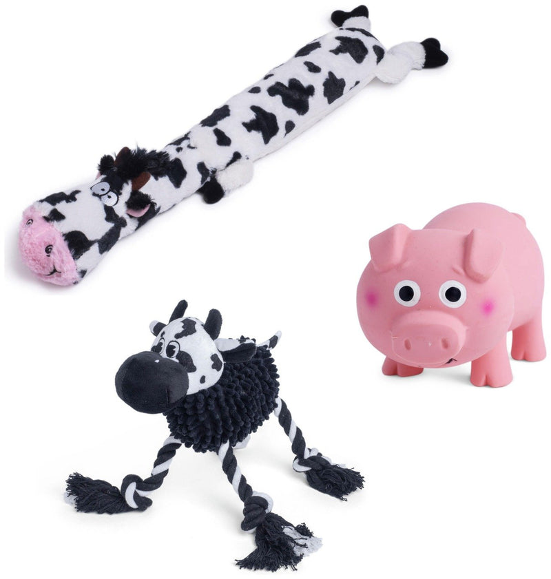Petface Farm Yard Fun Animals Dog Toy Set, imported from the UK