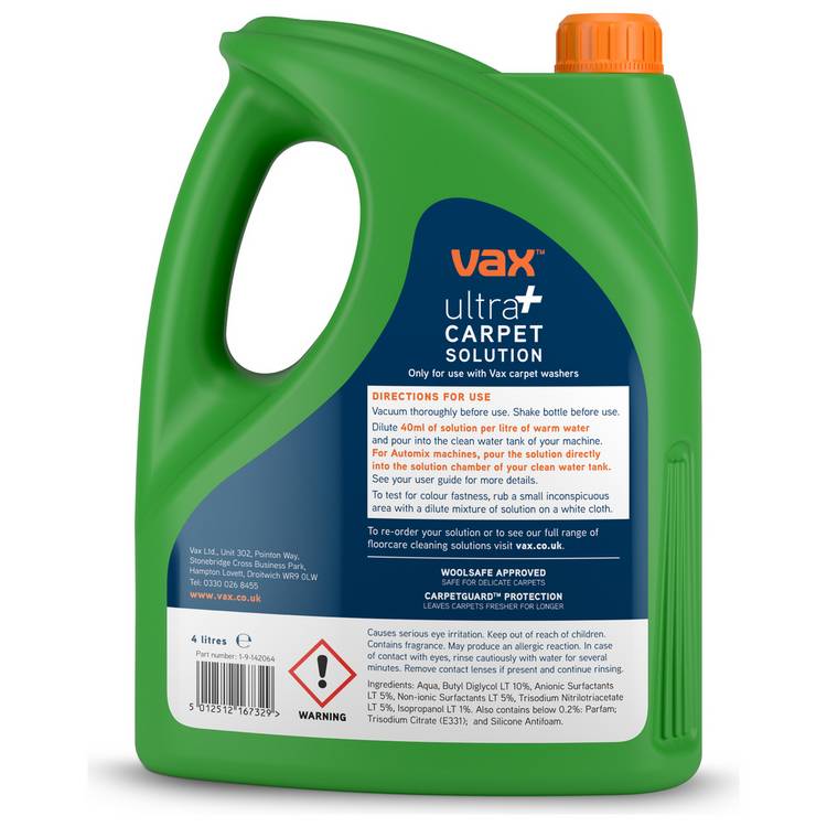 Vax Ultra+ Pet Carpet Cleaning Solution 4L, imported from the UK