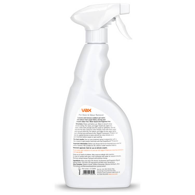Vax Pet Stain & Odour Remover pack of 2 0.5L bottles, imported from the UK