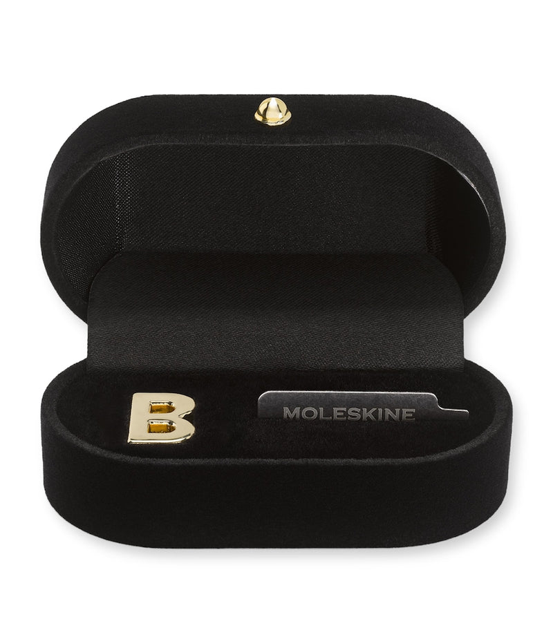 Moleskine gold-plated B notebook charm, imported from the UK