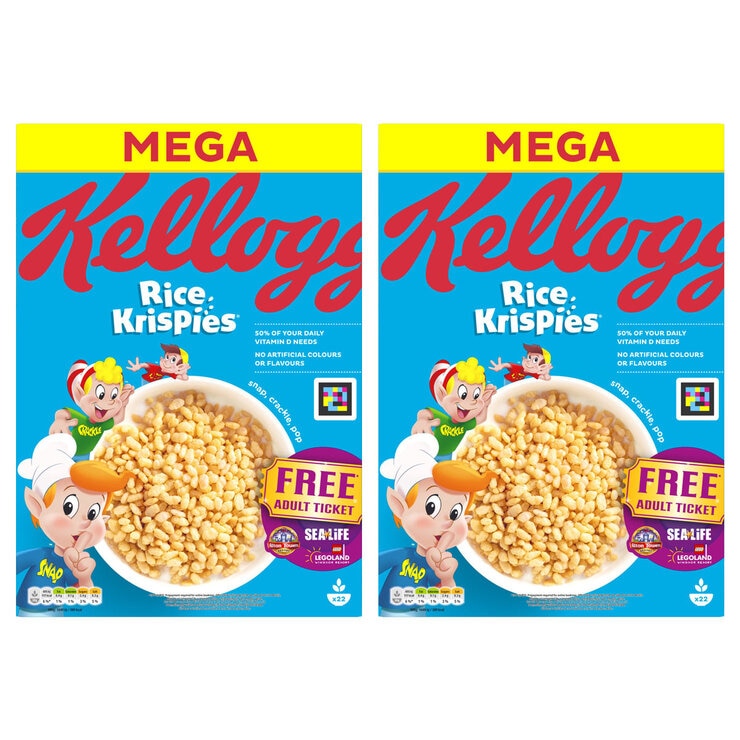 Kellogg's Rice Krispies cereal 2x660g, imported from the UK