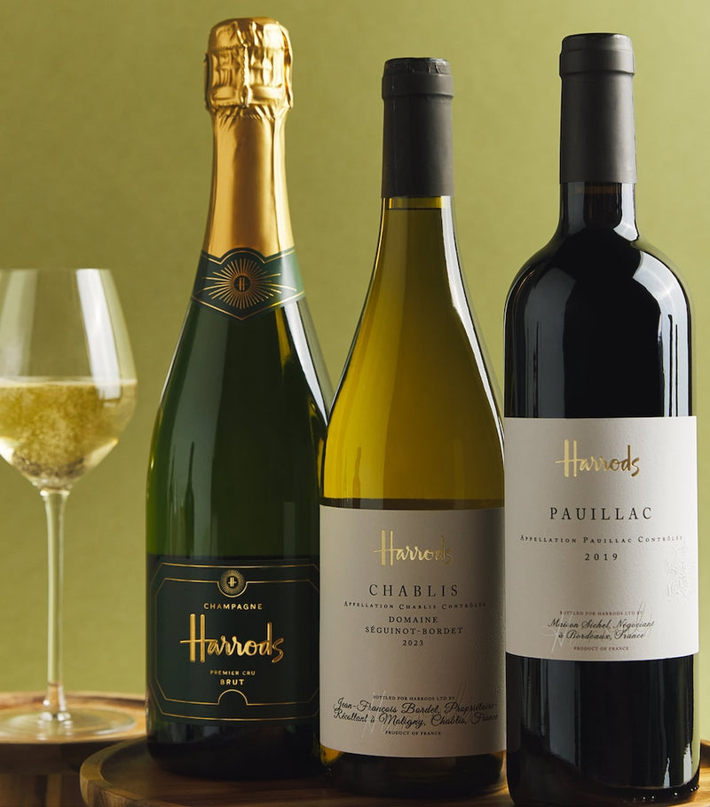 Harrods Best Of France champagne and wine gift box with 6 bottles, UK version