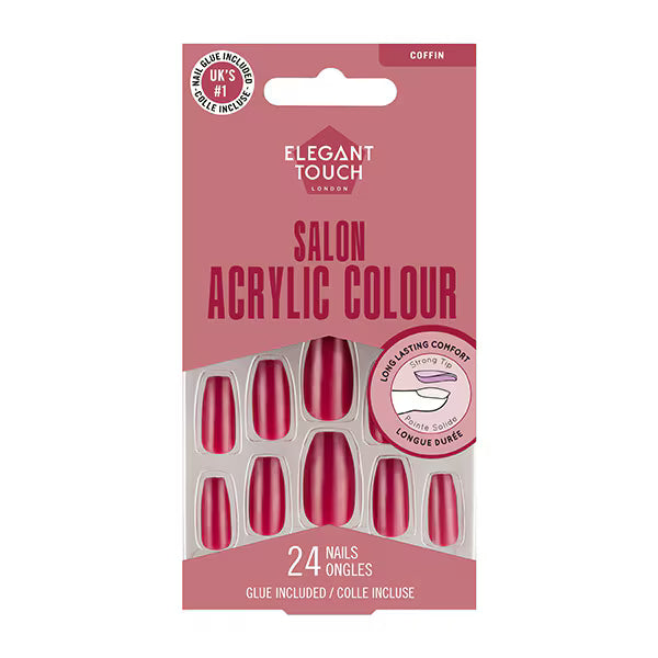 Elegant Touch acrylic coffin nails Berry Lemonade - British product
