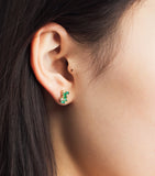Suzanne Kalan yellow gold emerald and diamond earrings (British brand)