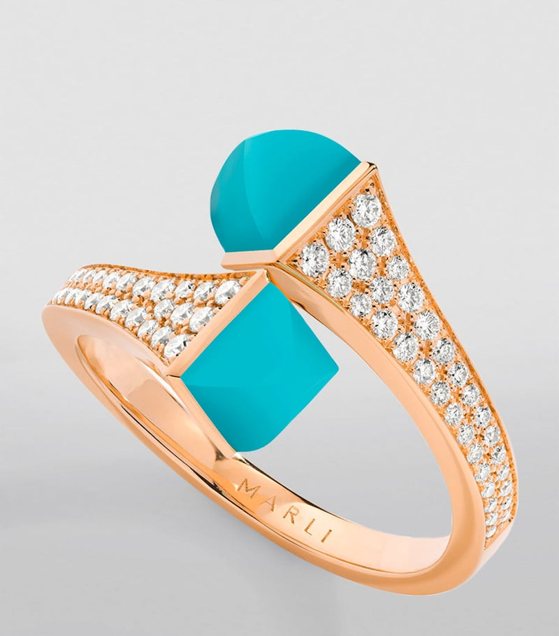 MARLI New York Cleo ring rose gold diamond turquoise - British product