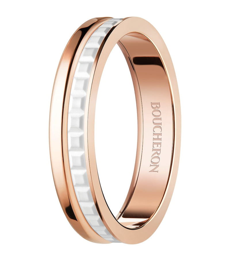 Boucheron wedding band rose gold Quatre white ceramic (British brand)