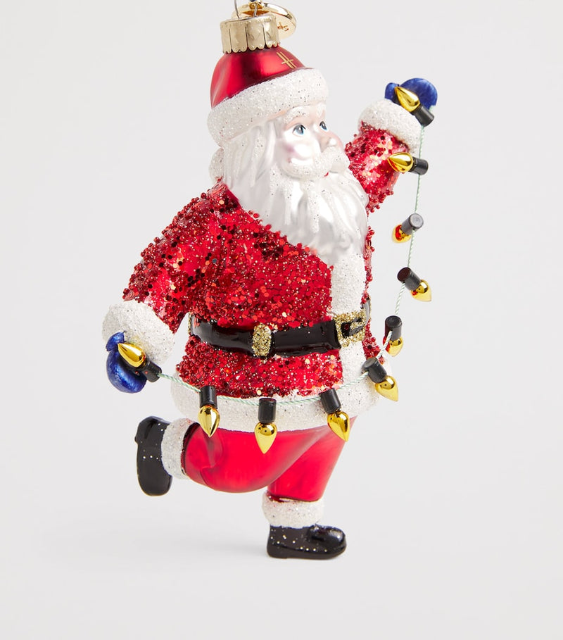 Harrods Father Christmas tree decoration glass ornament with velvet ribbon, imported from the UK