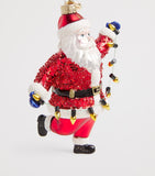Harrods Father Christmas tree decoration glass ornament with velvet ribbon, imported from the UK
