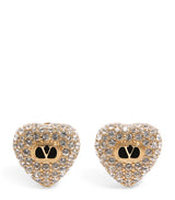 Harrods Valentino Garavani Enamel and Crystal Heart Earrings- Buy online at McGrocer