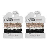 Superdrug Silver Cloud Silver Ion Infused Satin Hair Scrunchies (Caramel, Black, White) - 5 Pack (Twin Pack)- Buy online at McGrocer