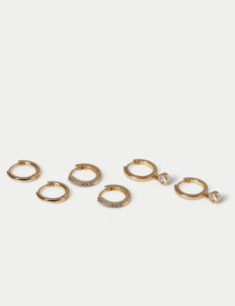 M&S 14ct gold plated pearl earrings 3-pack - British product