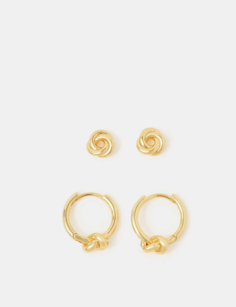 Accessorize knot hoop and stud earrings 1 cm, imported from the UK
