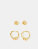 Accessorize knot hoop and stud earrings 1 cm, imported from the UK