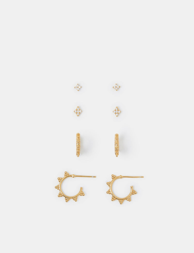 Accessorize gold plated flower earrings set of four, imported from the UK
