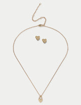 M&S M&S 14ct Gold Plated Cubic Zirconia Necklace and Earrings Jewellery Set 420mm- Buy online at McGrocer