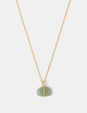 Accessorize 14ct gold plated green pebble pendant necklace, UK version