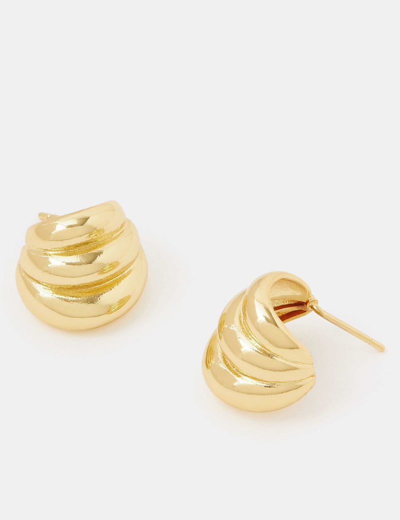 Accessorize gold plated ridge stud earrings 1 cm - British product