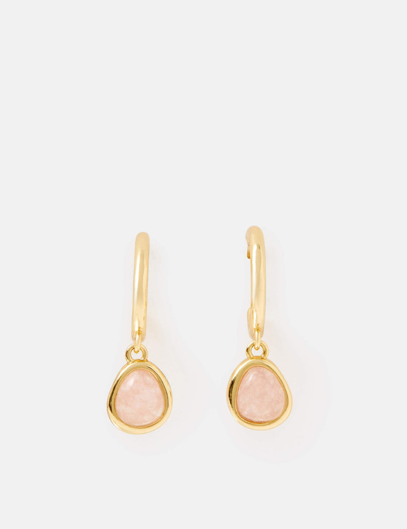 Accessorize rose quartz drop earrings 14ct gold plated, imported from the UK