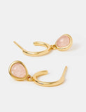Accessorize rose quartz drop earrings 14ct gold plated, imported from the UK