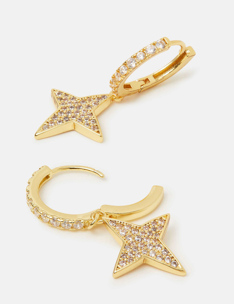 Accessorize 14ct gold plated star hoop earrings 3cm, UK version