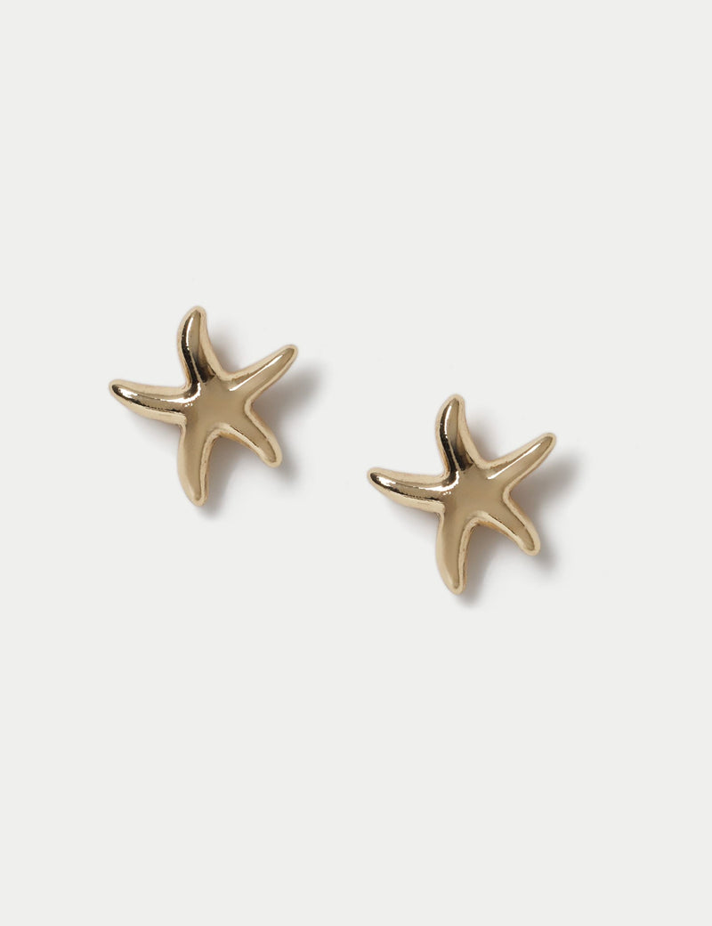 14ct gold plated starfish stud earrings, imported from the UK