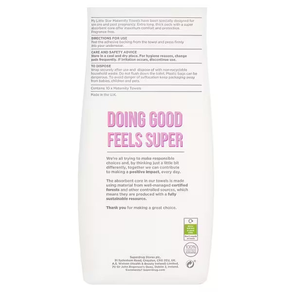 Superdrug My Little Star Maternity Towels 10 Pack (British brand)