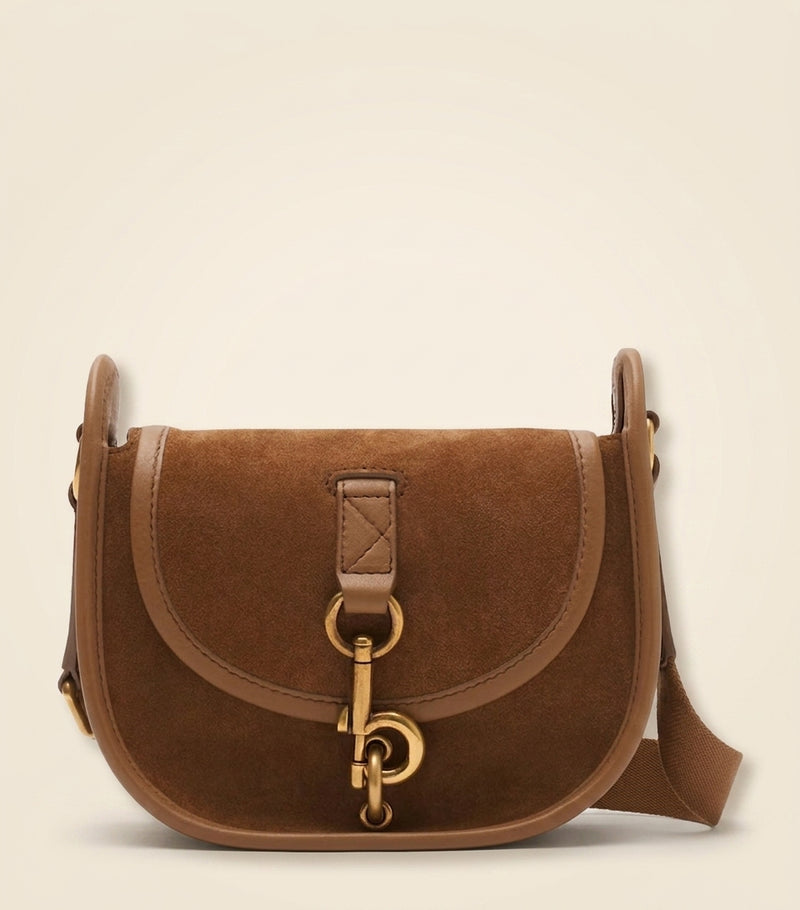 Burberry mini suede B Clip cross-body bag, imported from the UK