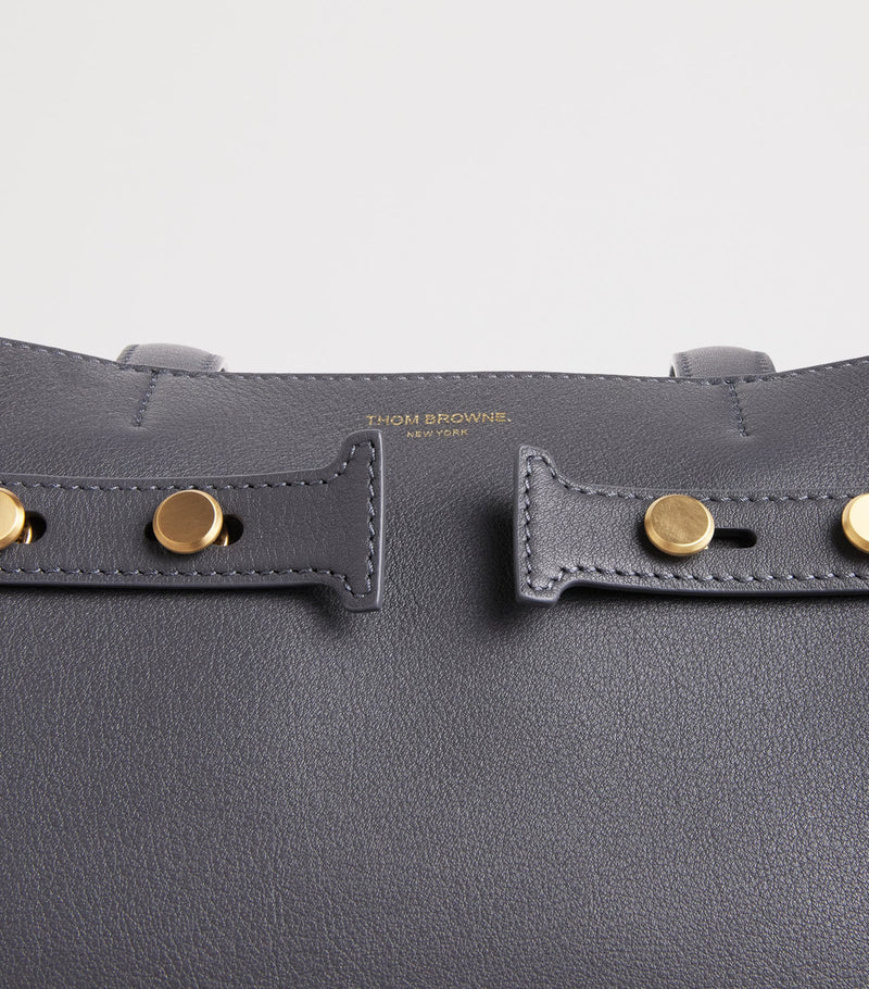Thom Browne leather Cabas tote bag with zip pouch - British product