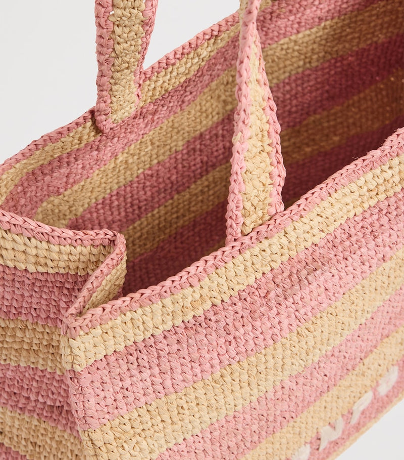 Bonpoint raffia tote bag with cherry pendant, imported from the UK