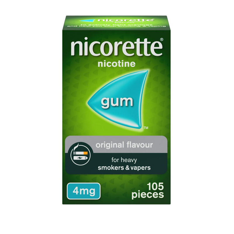 Nicorette Sugar Free Original Flavour Gum Nicotine Pieces x105 4mg