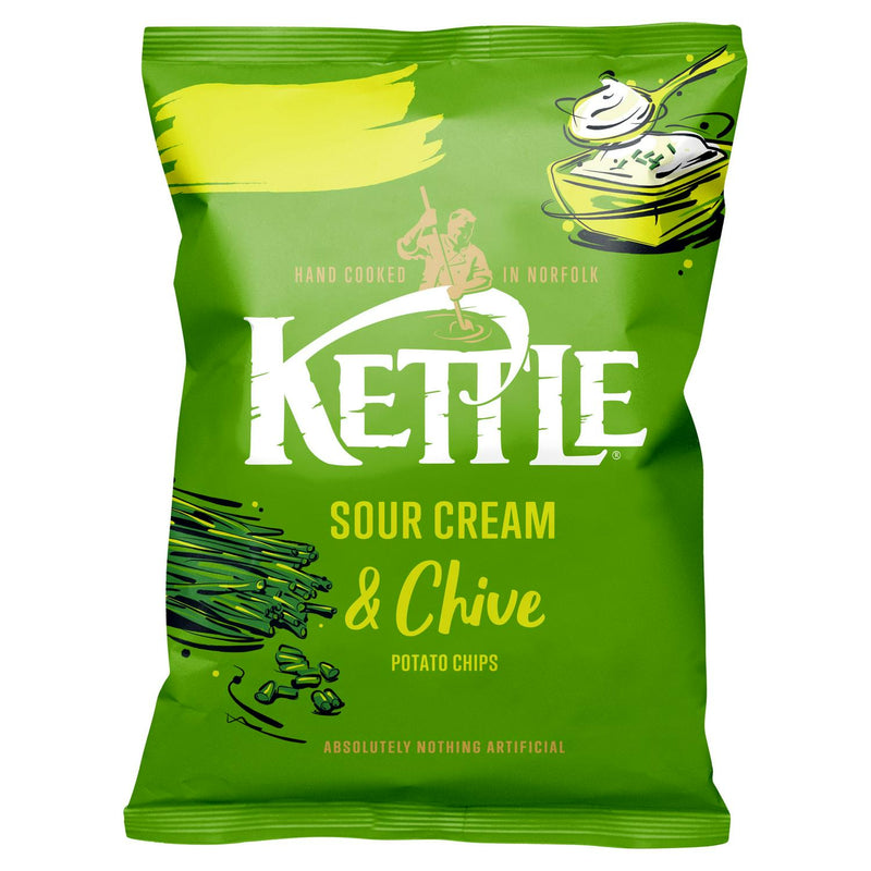 Kettle sour cream chive potato chips 130g, UK version