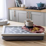 Habitat Grey Spot Lap Tray Fabric Cushion L44cm W33cm, UK version