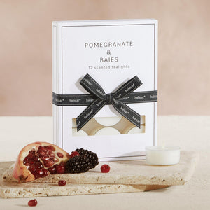 Scented Clear Cup Tea Lights Pomegranate and Berry Fragrance Pack of 12