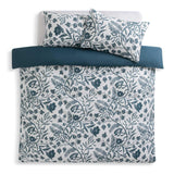 Embossed Foliage Pattern Bedding Set in White and Blue, Made from 100% Polyester Percale